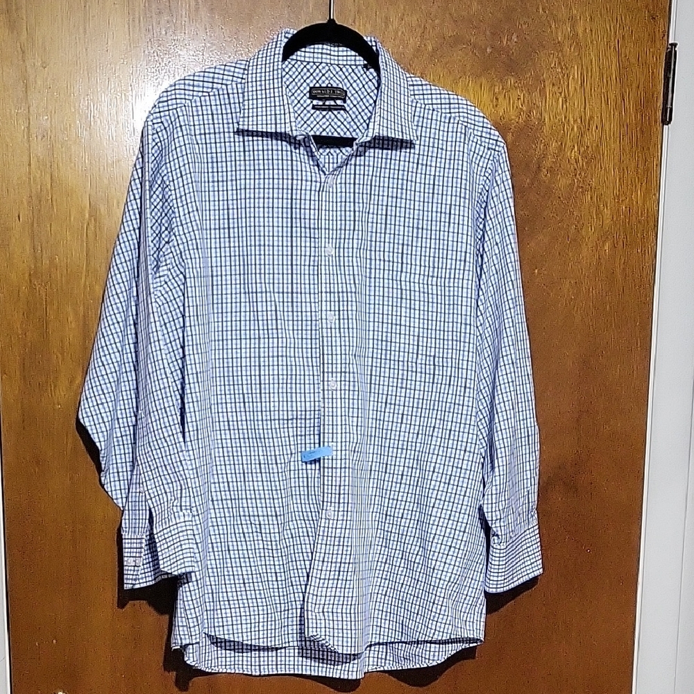 Donald Trump Signature Collection Blue/Black Plaid Button Down Mens  Shirt